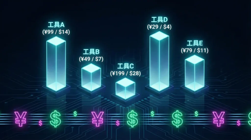 2026年主流AI工具性价比对比光柱图