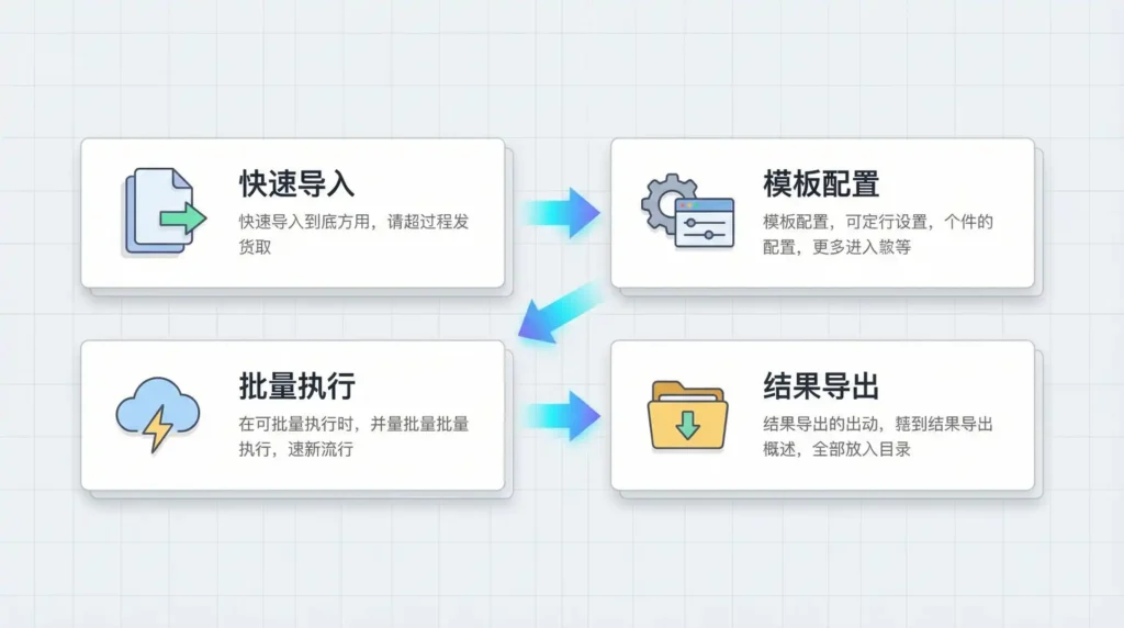 AI 批量处理四步流程图