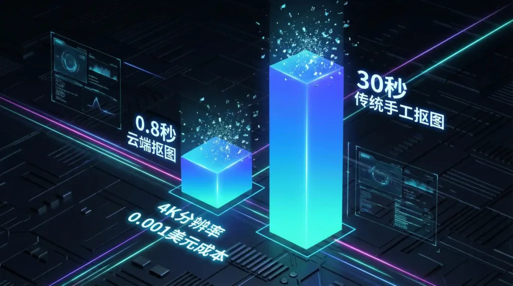 0.8秒极速抠图与传统手工耗时对比数据图