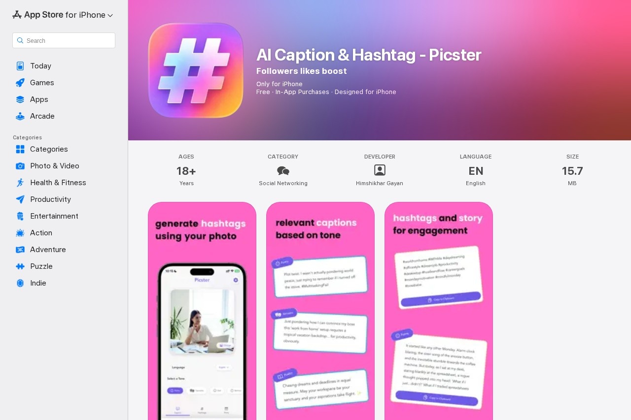 AI Caption & Hashtag - Picster