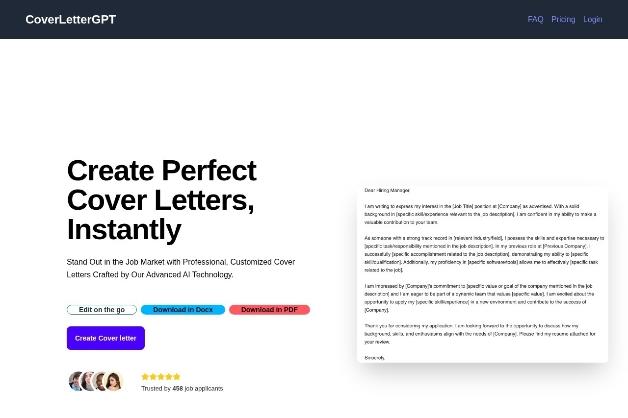 Chat GPT Cover Letter Generator
