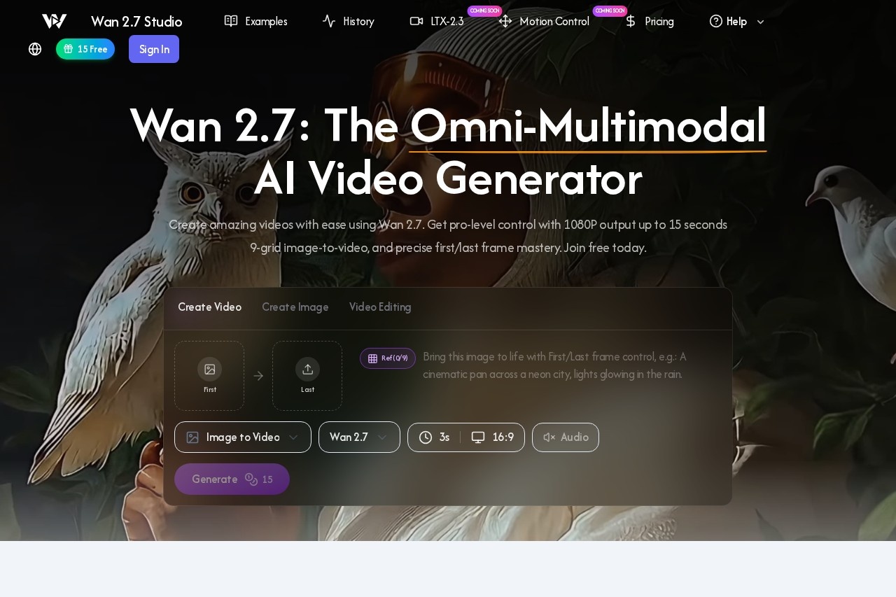 Wan 2.7 AI Video Generator