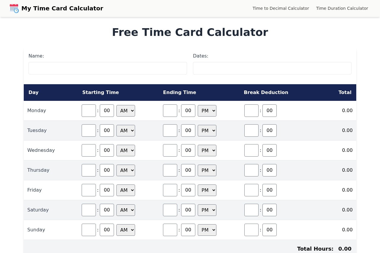 Time Card Calculator