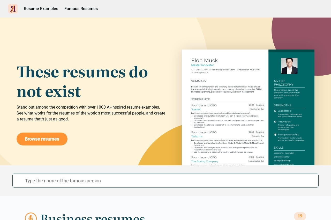 ChatGPT Famous Resumes