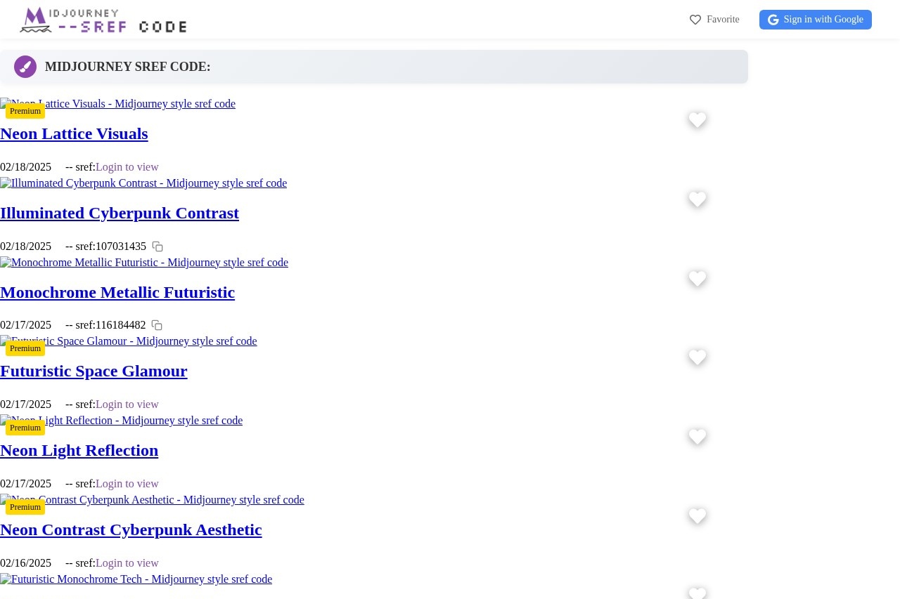 Midjourney Sref Codes